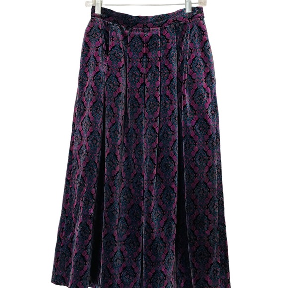 Allen Solly Jewel Toned Velvet High Waist Paisley Print Midi Skirt Size 8 - Picture 10 of 12